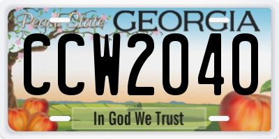 GA license plate CCW2040