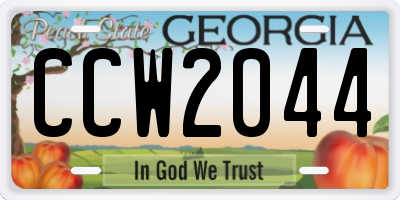 GA license plate CCW2044