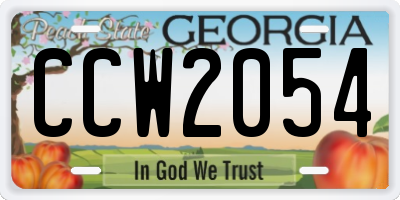 GA license plate CCW2054