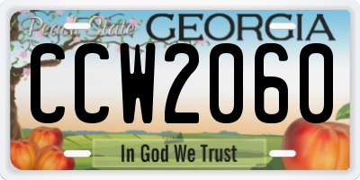 GA license plate CCW2060