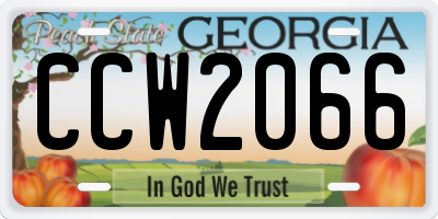 GA license plate CCW2066