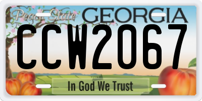 GA license plate CCW2067