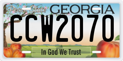 GA license plate CCW2070