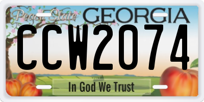 GA license plate CCW2074