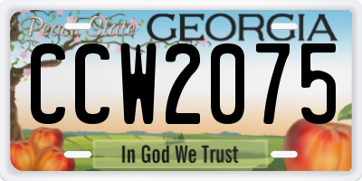 GA license plate CCW2075