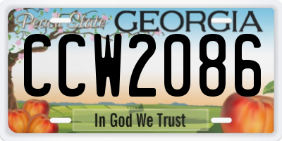 GA license plate CCW2086