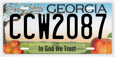 GA license plate CCW2087