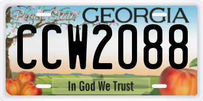 GA license plate CCW2088