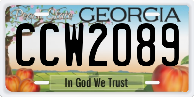 GA license plate CCW2089