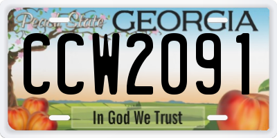 GA license plate CCW2091
