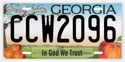 GA license plate CCW2096