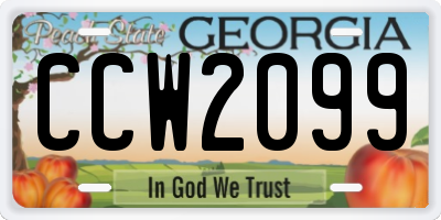 GA license plate CCW2099