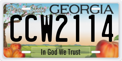 GA license plate CCW2114