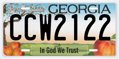 GA license plate CCW2122