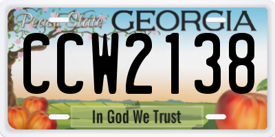 GA license plate CCW2138