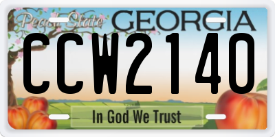 GA license plate CCW2140