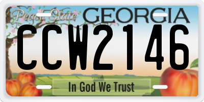 GA license plate CCW2146