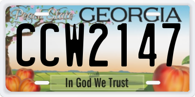 GA license plate CCW2147