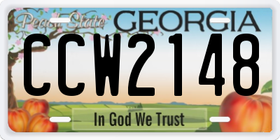 GA license plate CCW2148