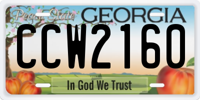 GA license plate CCW2160