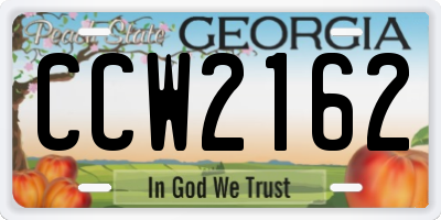 GA license plate CCW2162