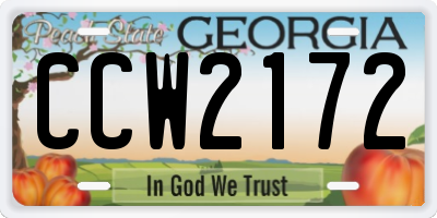 GA license plate CCW2172