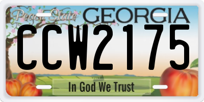 GA license plate CCW2175