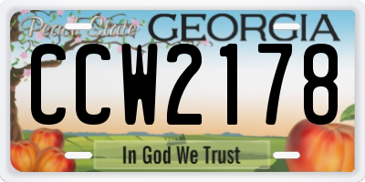 GA license plate CCW2178