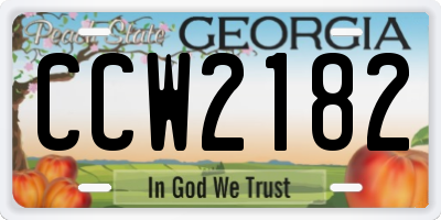 GA license plate CCW2182