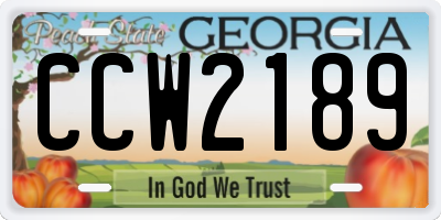 GA license plate CCW2189