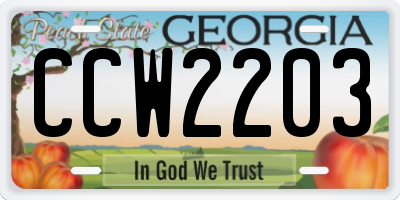 GA license plate CCW2203