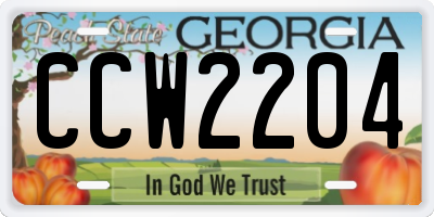 GA license plate CCW2204