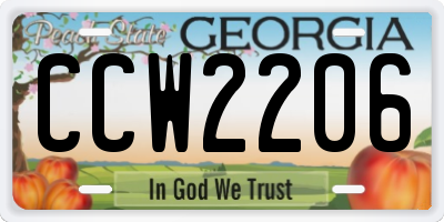 GA license plate CCW2206
