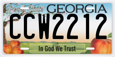GA license plate CCW2212