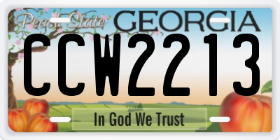 GA license plate CCW2213