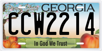 GA license plate CCW2214