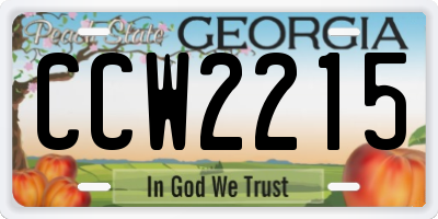GA license plate CCW2215