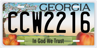 GA license plate CCW2216