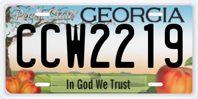 GA license plate CCW2219