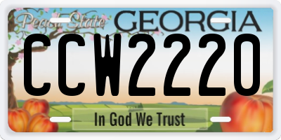 GA license plate CCW2220