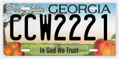 GA license plate CCW2221