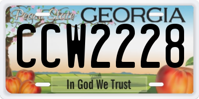 GA license plate CCW2228