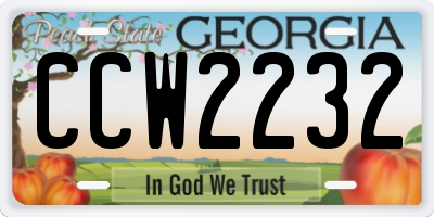 GA license plate CCW2232