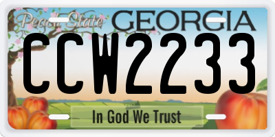 GA license plate CCW2233