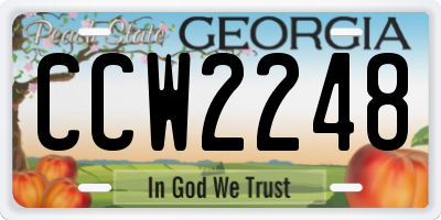 GA license plate CCW2248