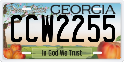 GA license plate CCW2255