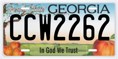GA license plate CCW2262