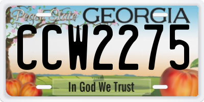 GA license plate CCW2275