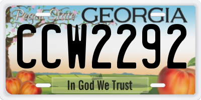 GA license plate CCW2292