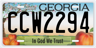 GA license plate CCW2294